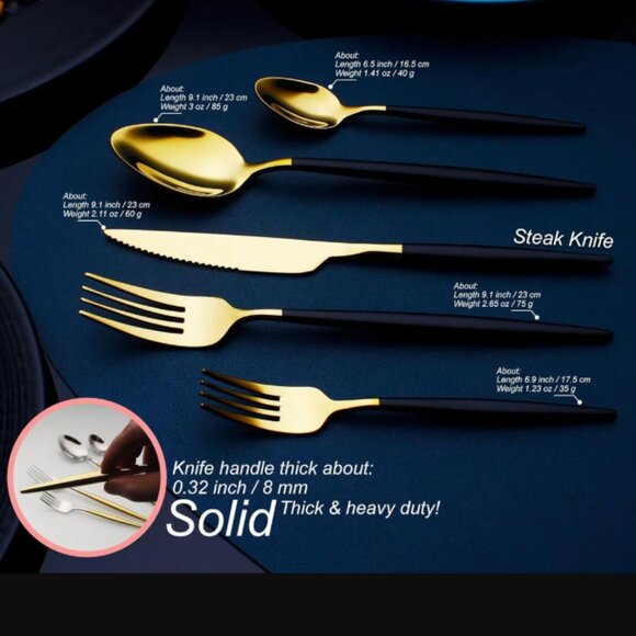 NIP 22 Piece Mirror Polished Cutlery Set Stainless Steel Flatware - Picture 4 of 7